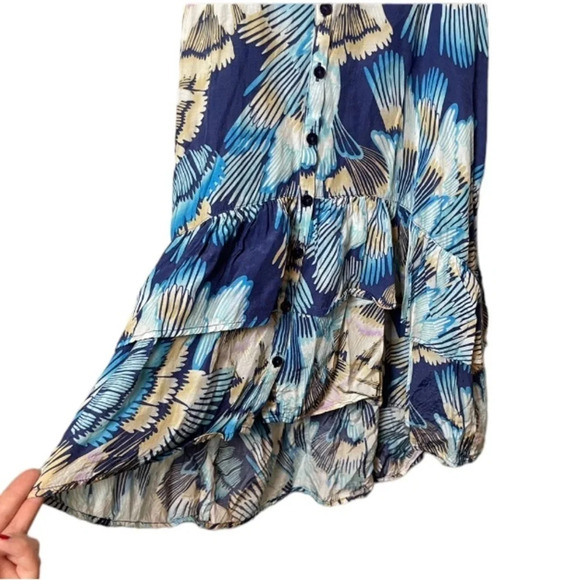 Free People Dress Womens XS Blue Tropical Boho Vacation Y2K Beachy Costal Mini - Picture 7 of 14